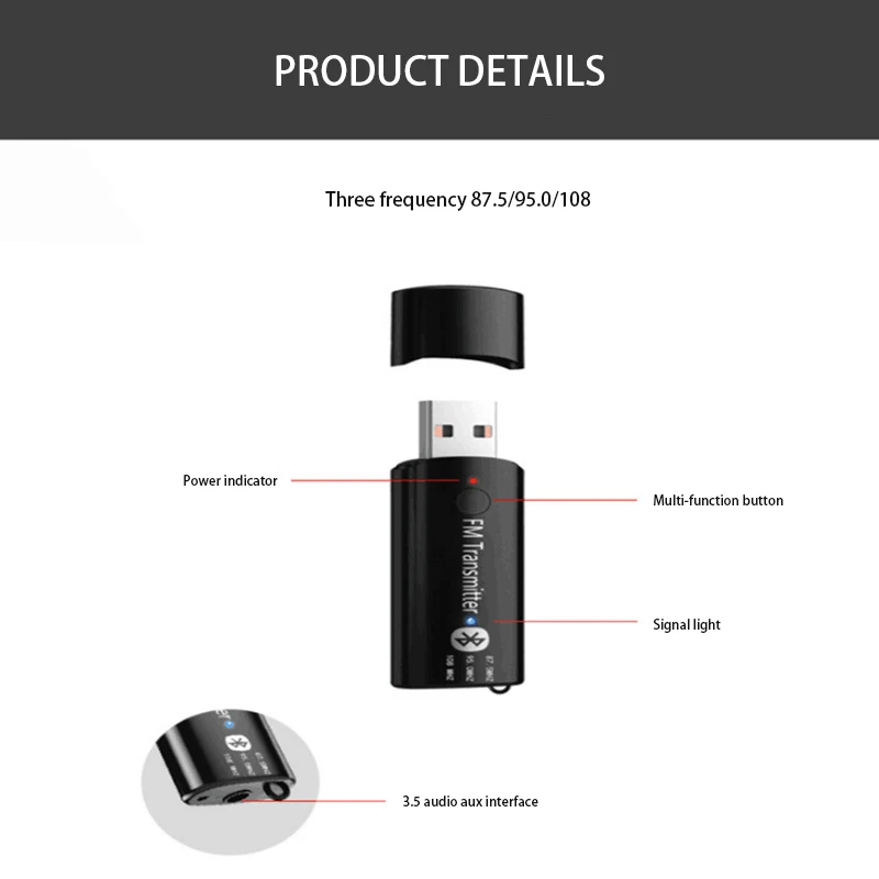 Портативный мини 2 в 1 беспроводной Bluetooth 5,0 USB передатчик приемник адаптер 3,5 мм AUX светодиодный индикатор кнопка переключатель Plug& Play