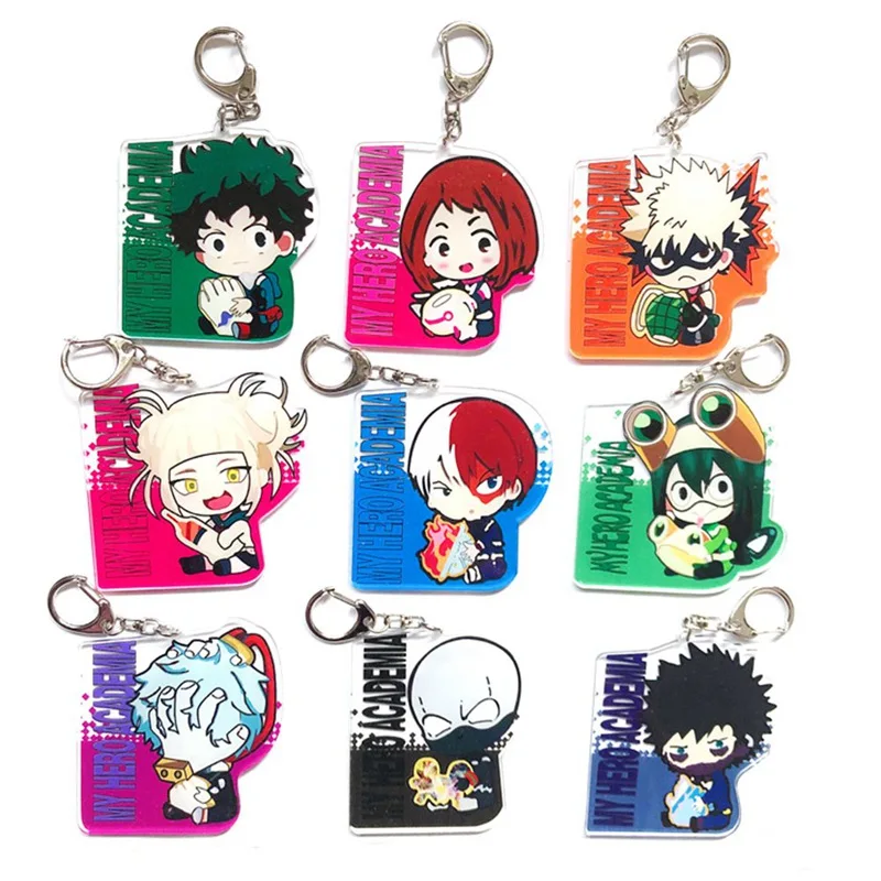 My Hero Academy Keychain Double Sided Acrylic Shoto/Izuku Key Chain Pendant Anime Accessories Cartoon Key Ring