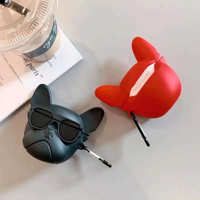 Горячая собака 3D красный мягкий силиконовый беспроводной зарядный чехол для наушников Чехол сумка для Apple AirPods pro 3 Французский бульдог чехол Bluetooth
