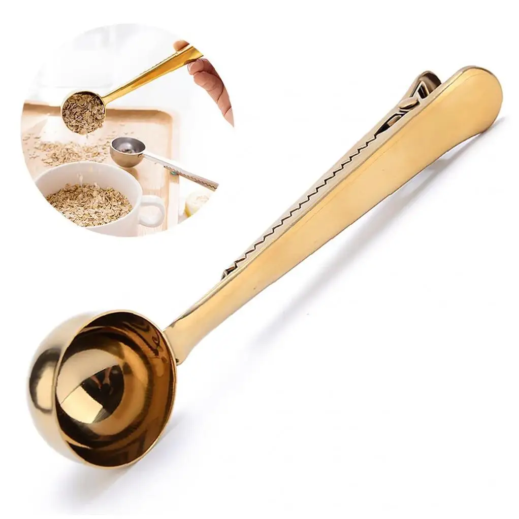 

2 In 1 Coffee Scoop Clip Stainless Steel Coffee Scoop Clip Multifunctional Tea And Coffee Clip Great For Measuring Coffee,Tea
