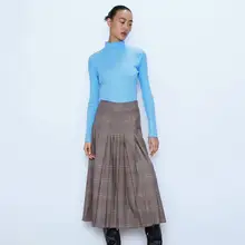 Модная длинная Плиссированная юбка в английском стиле с завышенной талией, осенне-зимняя винтажная элегантная Эффектная юбка миди, Повседневная Офисная Женская юбка
