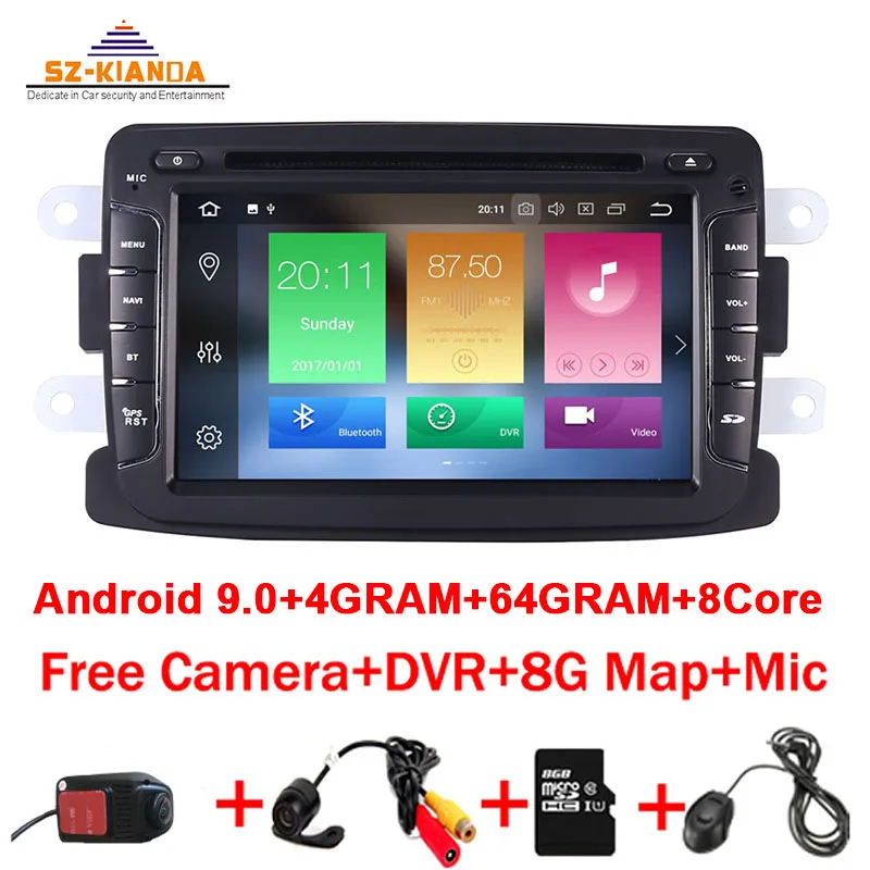 4G+ 64GB Android 9,0 автомобильный dvd-плеер для DACIA sandero Duster Renault Captur Lada Xray 2 Logan 2 ram 3g wifi gps навигационное радио