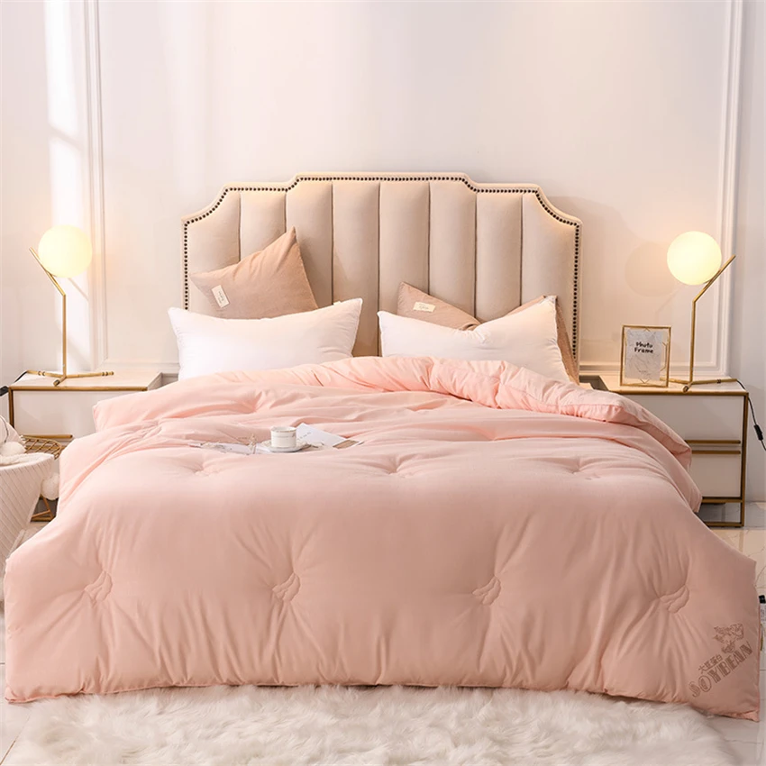 Одеяло из соевого волокна/одеяло для зимы king queen двойной размер ручной работы постельные принадлежности белый/розовый/серый цвет