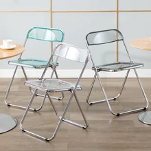 Chaise de salle à manger pliante en cristal Transparent, tabouret à la mode, chaise de maquillage pour chambre à coucher, chaise à dossier pour la maison, meubles de maison