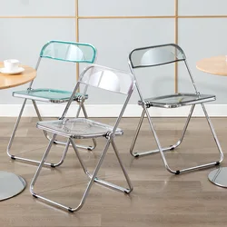 Silla de comedor de cristal transparente, taburete plegable de moda para dormitorio, maquillaje, foto, respaldo para el hogar, muebles para el hogar