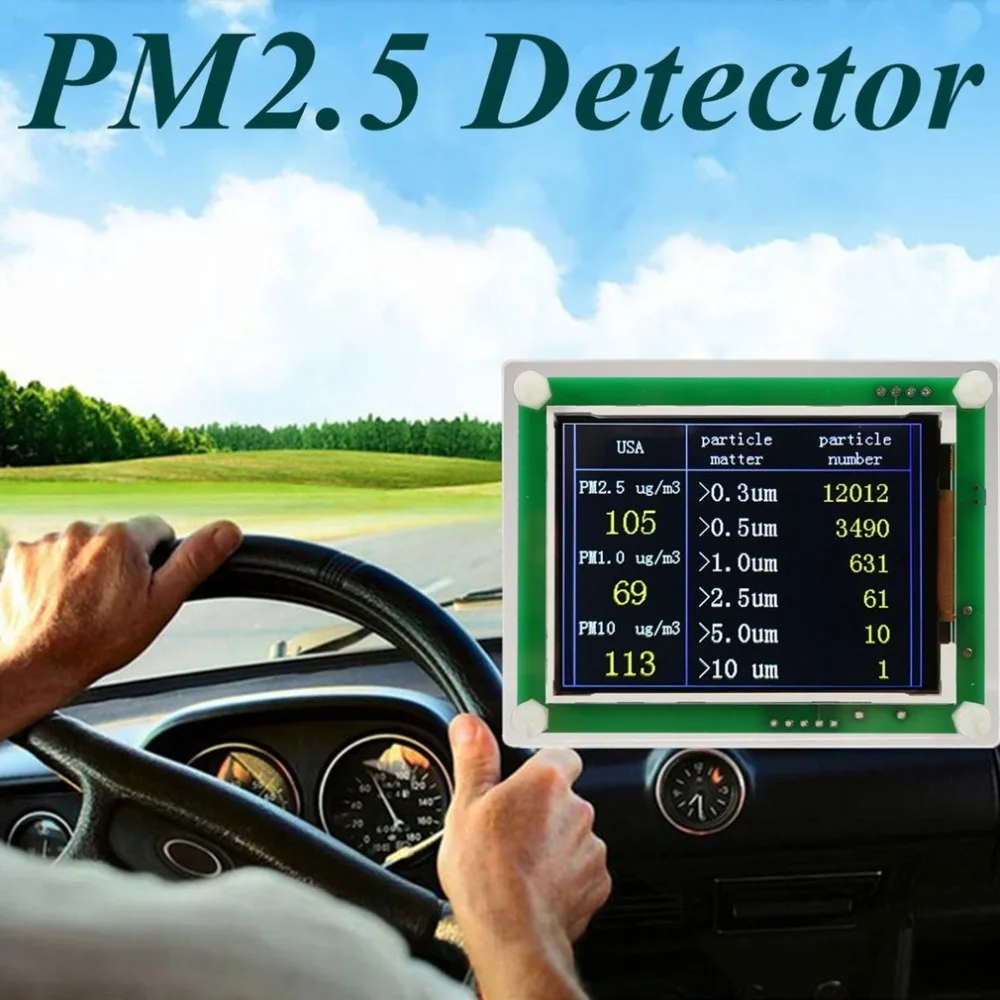 Домашний автомобильный детектор качества воздуха PM2.5, 2,8 дюймовый TFT экран, цифровой измеритель содержания частиц воздуха, тестер AQI, домашний газовый монитор