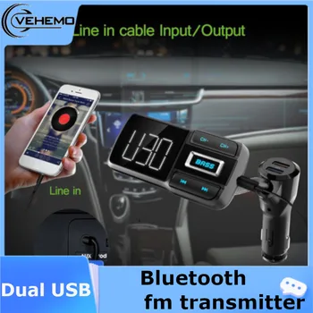 

Universal Bluetooth Fm Transmitter Handsfree Charger MP3 Player Bass Button Dual USB LCD Display Stereo TF Card Adapter
