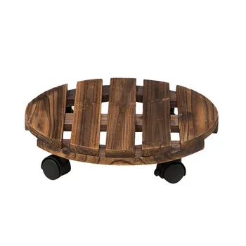 

Circular Moveable Pot Bracket Wood Hollow Pot Mover 25cm Diameter With Four Wheels Practical Moveable Pot Holder For Flower Shop