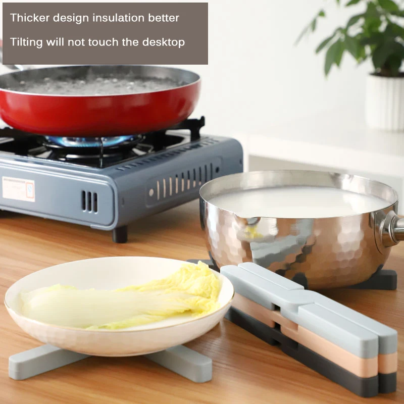 

Silicone Collapsable Trivet Kitchen Non-slip Pot Holder Cross Hot Pads Mat Expandable Heat Resistant Rack Table Mat Kitchen Tool