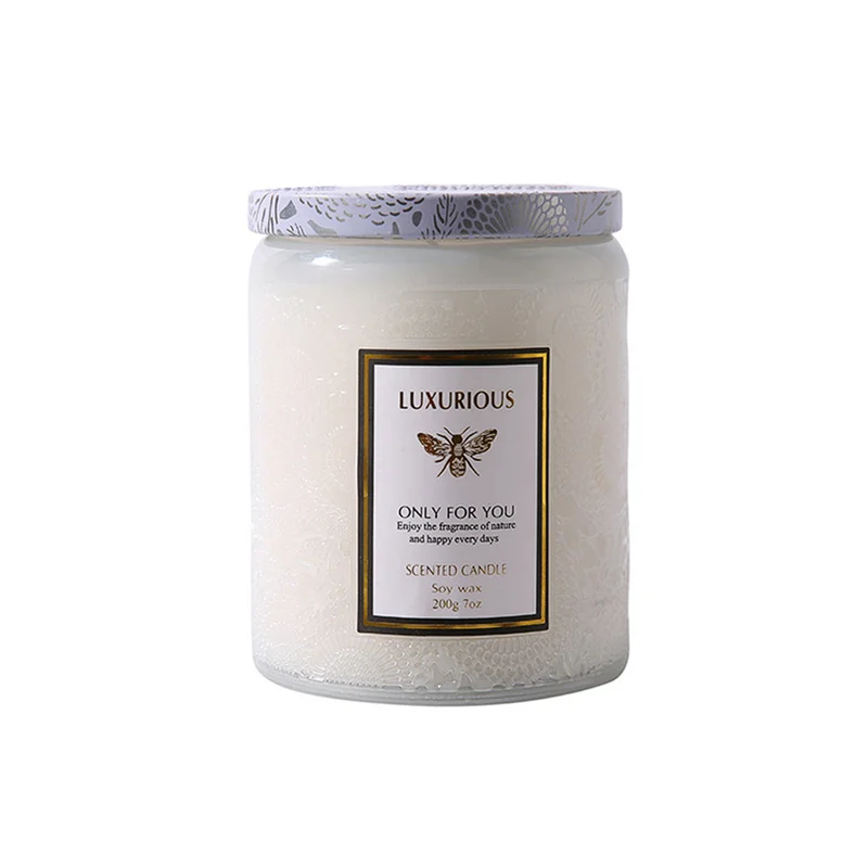 Embossed Glass Jar Candle Smokeless Scented Handmade Soy Wax Aromatherapy Candles Home Decor Gift Box | Дом и сад