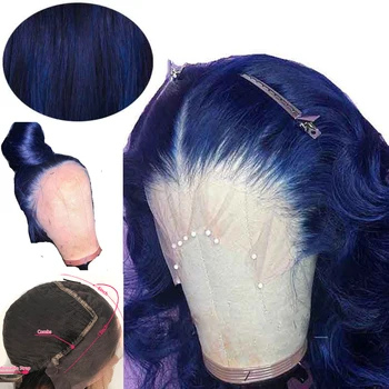 

Blue Wig 13x6 Lace Front Colored Human Hair Wigs Body Wave Color 360 Lace Frontal Wig Pre Plucked with Baby Hair Deep Part Remy