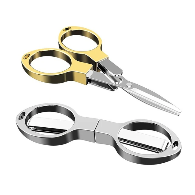 2X Stainless Steel Mini Folding Fishing Scissors Keychain Pocket Scissors  Cutter