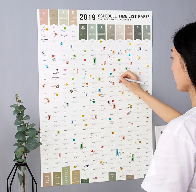 

2020 Year Planner Daily Plan Paper Wall Calendar with Agenda Schedule Note Stickers Home School Study Planning Learning for Kids