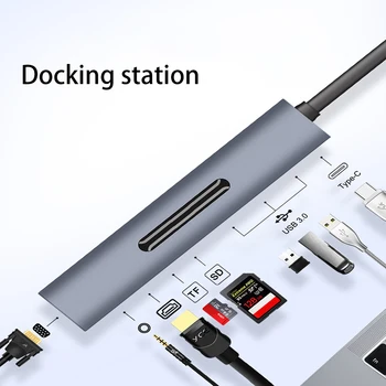

9 in 1 Thunderbolt 3 Dock USB C HUB Type-c to HDMI+VGA with Audio HD Converter Adapter for Macbook Samsung S8 USB C