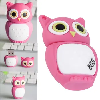 

Gift Pen drive cartoon Pink Owl USB 2.0 Memory Flash Stick Storage 8GB U Disk Durable Solid-state Storage High-speed Read