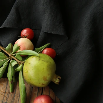 

High quality flax fabric Pure black tissu High-end shirts, wide-legged trousers, gowns fabrics