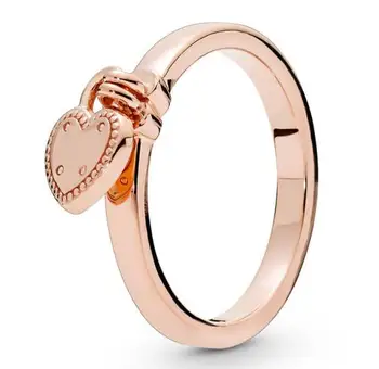 

Original 925 Sterling Silver Ring Rose Gold Love Lock Heart Rings For Women Wedding Party Gift Europe Fashion Jewelry