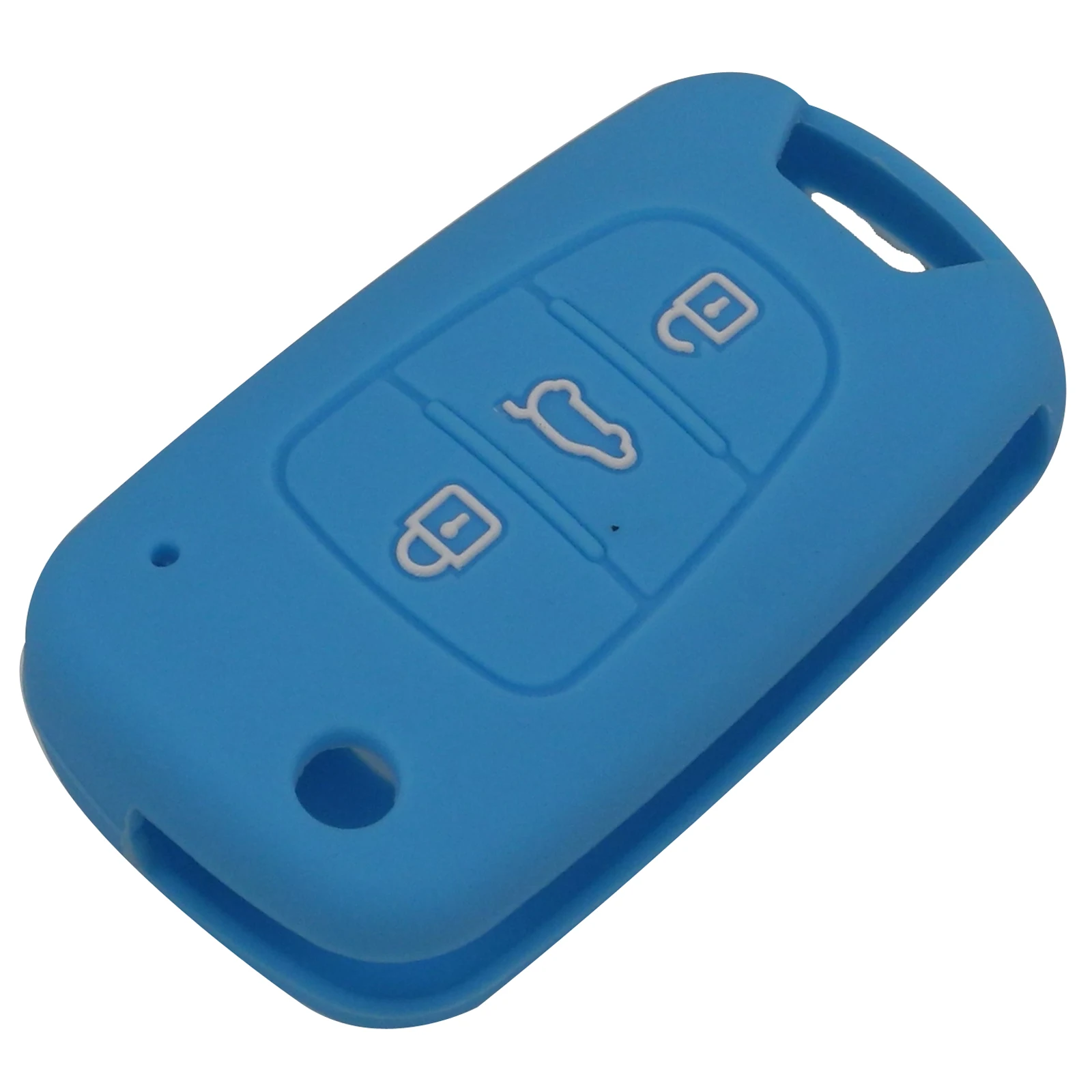 Light Blue 30 шт./лот силиконовый 3 кнопки флип дистанционного брелока чехол для Kia K2 K5 Pro Ceed HYUNDAI i20 i30 i40 SANTA - Название цвета: Light Blue