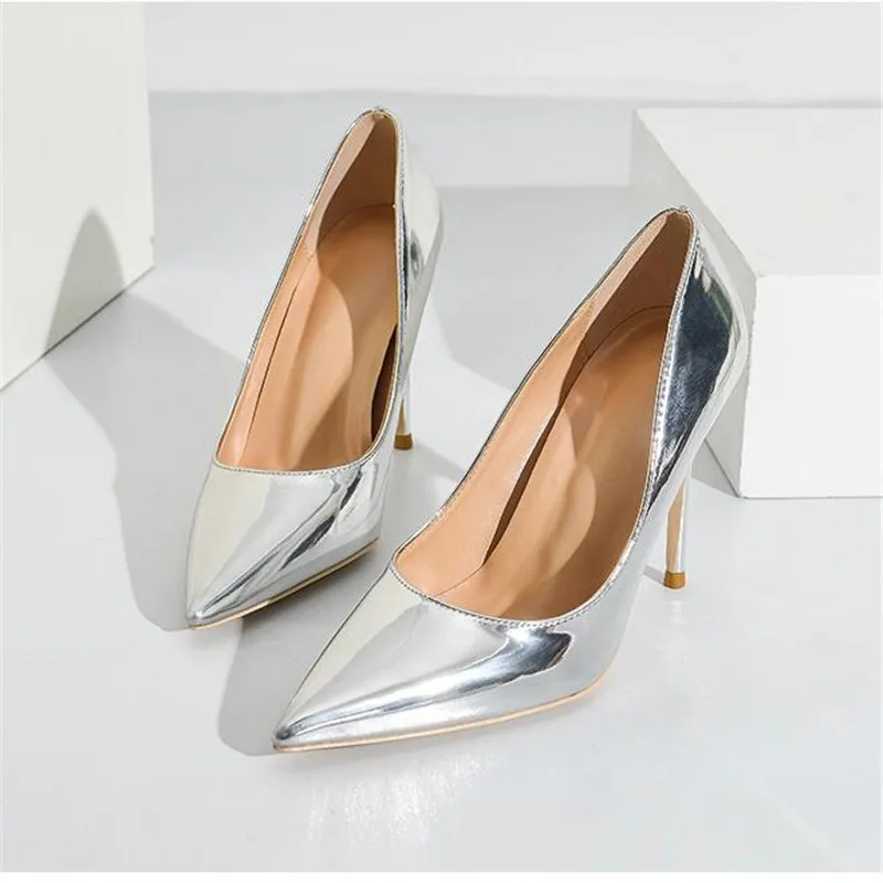 silver heels size 10