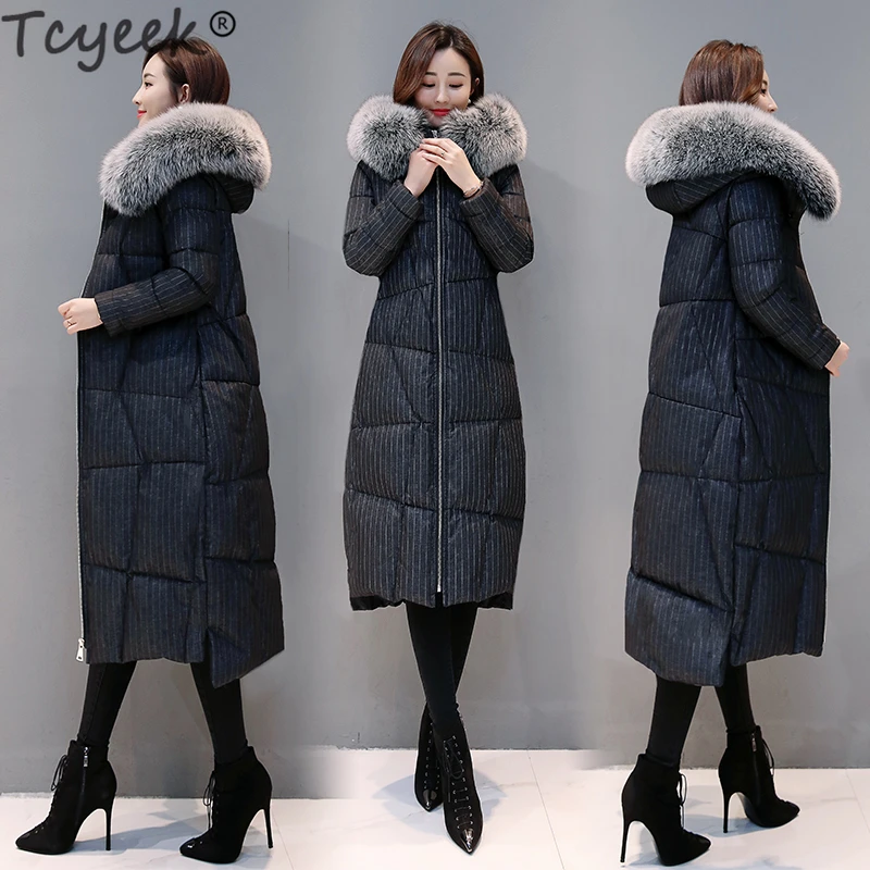 

Tcyeek Winter Female Jacket + Large Fox Fur Hooded Clothes 2019 Thick Warm 90% Duck Down Coat Women's Down Jacket Hiver 801113