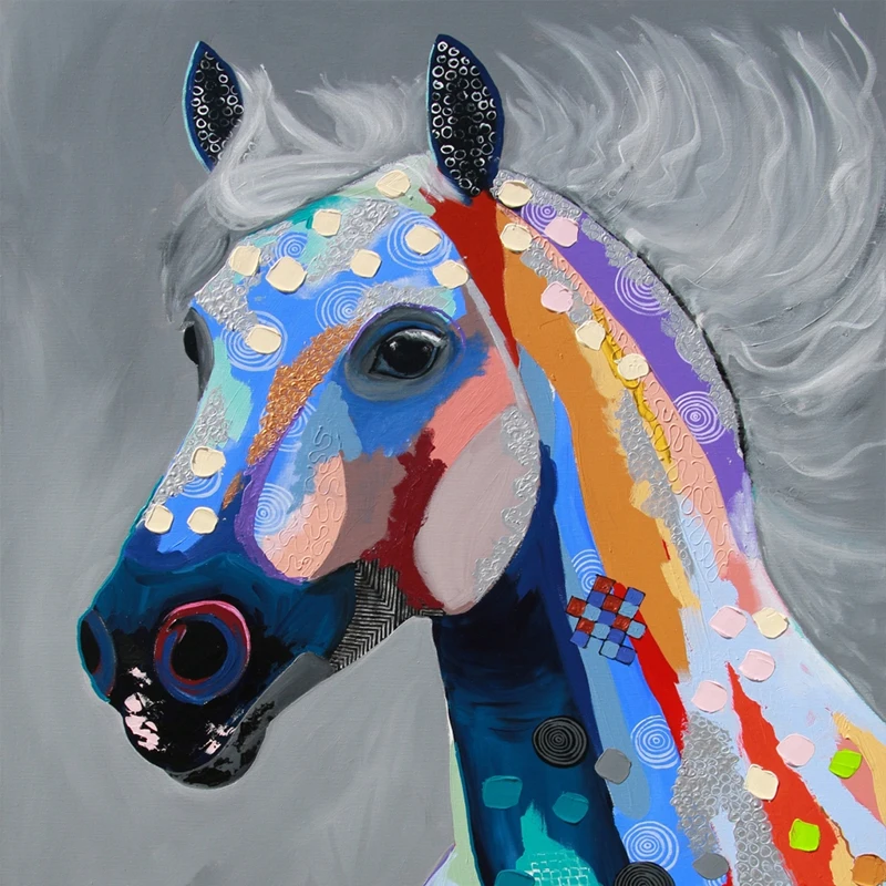 OUCAG граффити искусство животное холст Картина лошадь постер с жирафом и принтами декоративная картина графическое произведение искусства для постельных принадлежностей
