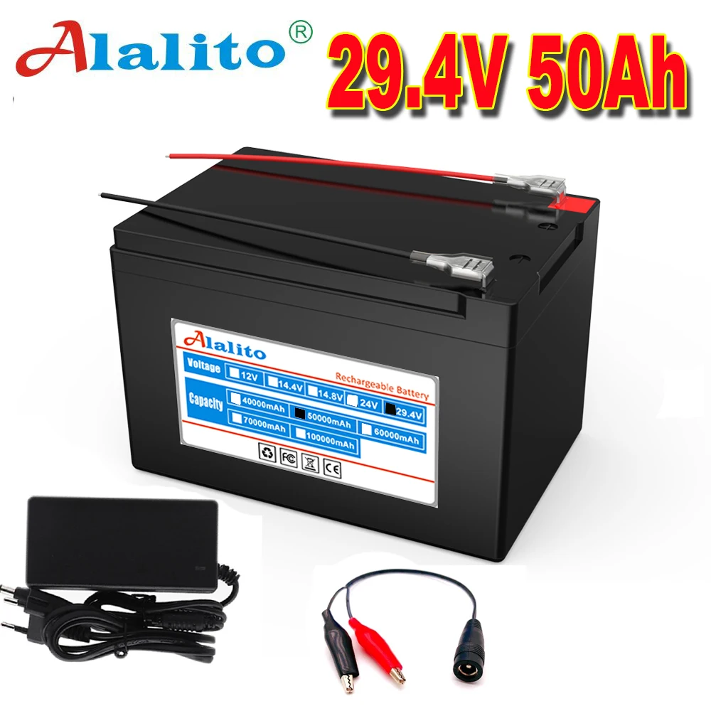 Литиевая батарея 24 в 7S 4P 50000 мАч 50 Ач 18650 с BMS 29 4 аккумулятор для электрического