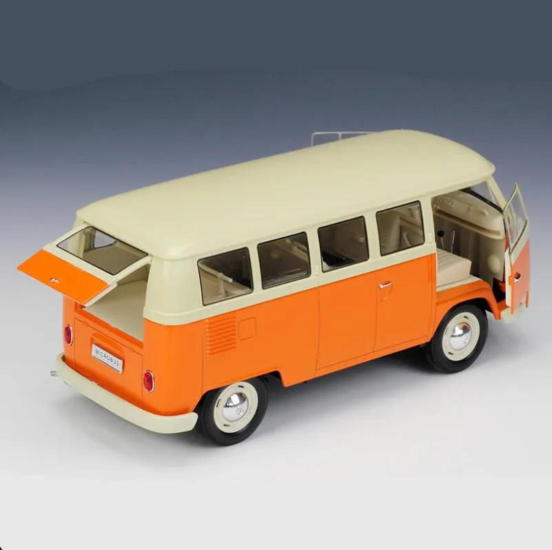 1:18 усовершенствованная модель автобуса из сплава, высокая имитация Ретро T1 автобус Коллекция Модель литая металлическая модель игрушечного автомобиля