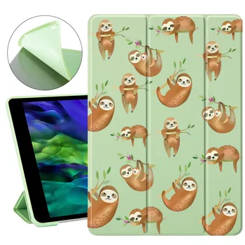 

For iPad Mini 1 2 3 Coque Cute Sloth iPad Cases Soft Silicone Back Funda Protective Covers iPad 7th Generation Case Pro 11 2020