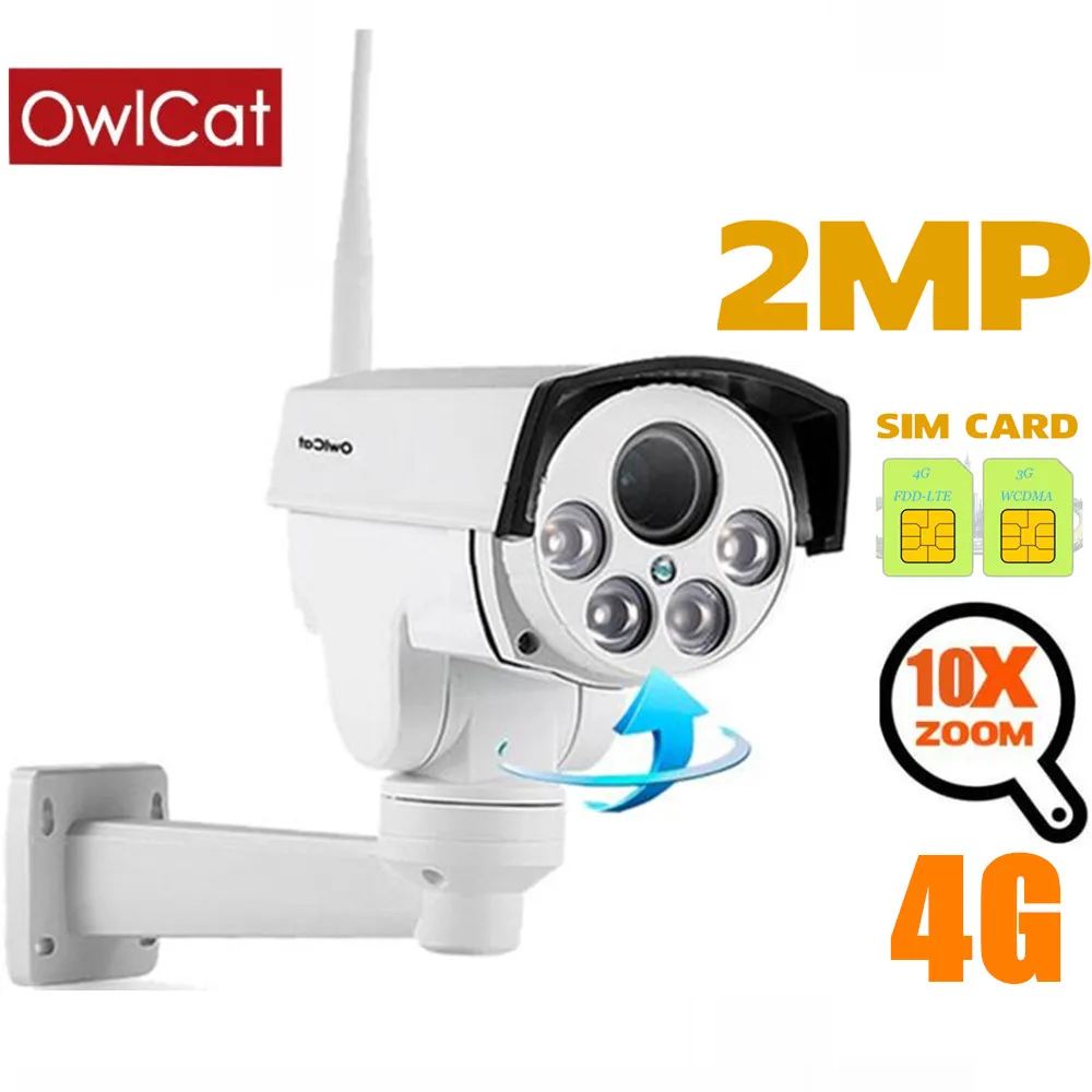 

Owlcat 3G 4G SIM Card Wifi IP Camera 2MP 5MP 5X 10X Zoom Pan Tilt Outdoor Motion Audio CCTV Security Cameras 128G SD Card Slot