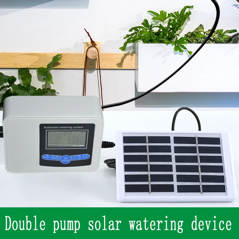 Solar Energy Garden Watering Device Dual pump Drip Irrigation System