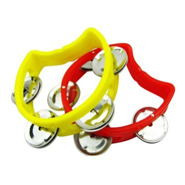

Kids Tambourine 4 bell Plastic Cutaway Tambourine Half Blossom, Mini, Random Color, 2 Pack