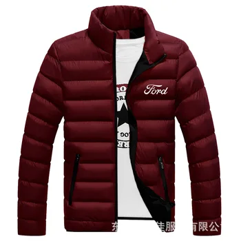

For Ford Winter Jacket Men 2019 New Cotton Padded Thick Jackets Parka Slim Fit Long Sleeve Quilted Outerwear Clothing Warm Coat
