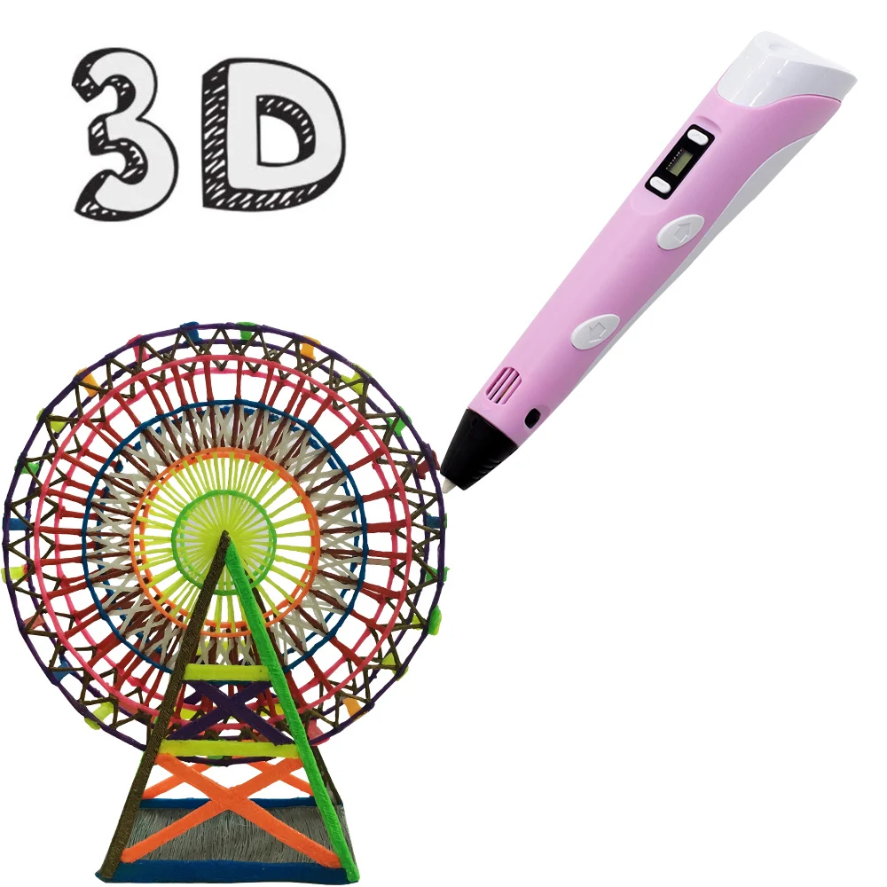 

3D Pen Printing LED Screen Printing 3D Pen 100m PAL Canetas Criativa Birthday Gift Magic 3 D Pen for kids Drawing With Plastic