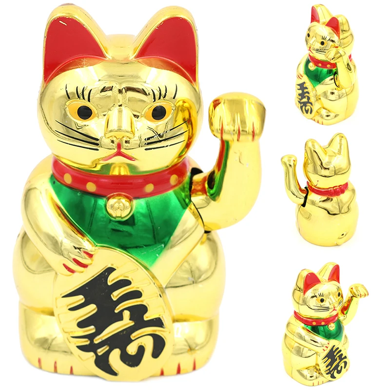 Details about   New Chinese Lucky Waving Gold Cat Feng Shui Figure Moving Arm In Colourful Box 