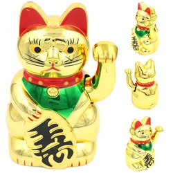 Figurine chinoise Feng Shui de chat doré, jouet Robot, jouet électrique, avec bras en mouvement, 6 pouces 
