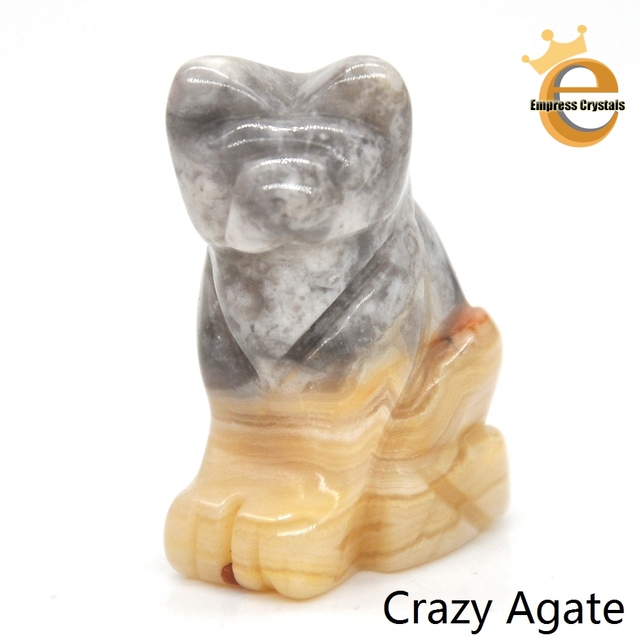Stone Carving Cat Figurine Natural Gemstone Quartz Agate Jade Crystal Healing Animals Statue Home Decoration