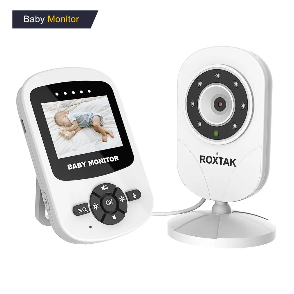 

Video Baby Monitor with Infrared Night Vision Two Way Talk Back Room Temperature Lullabies Long Range EU Plug
