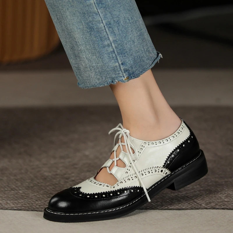 Women Genuine Leather Oxford Shoes 