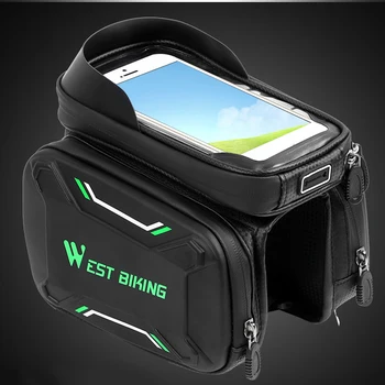

6.2in Touch Screen Cycling Accessories Zipper Closure Phone Holder Top Tube Rainproof Outdoor Sports Waterproof Bike Frame Bag