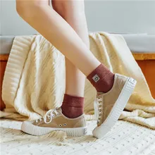 4 пара/лот, женские носки, милые хлопковые носки с вышивкой в виде квадратного лица, Модные осенние теплые удобные носки