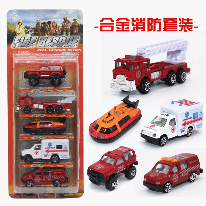 

20-Alloy Small Car Model Set Fire Truck Engineering Vehicle City Car Military Model Stall Hot Selling