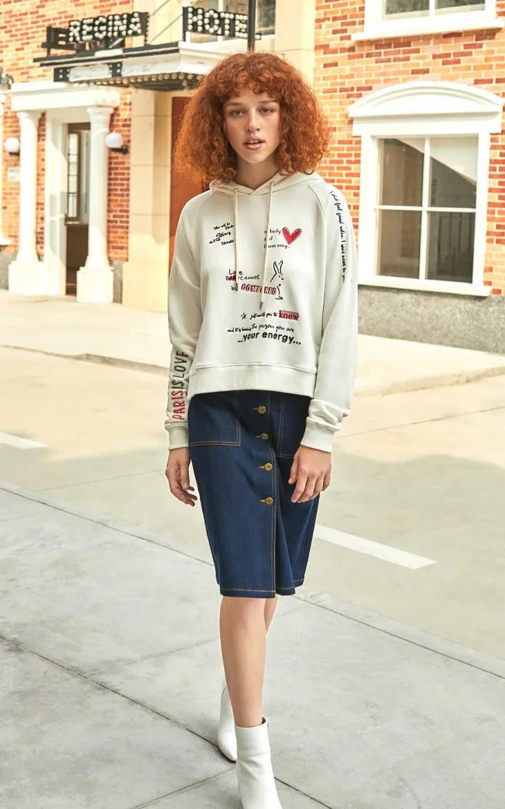 Vero Moda Новая женская толстовка из хлопка с капюшоном и вышитым буквенным принтом | 319433501
