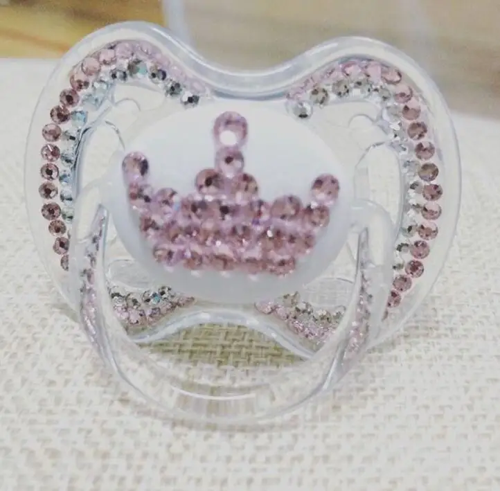 crown На заказ, блестящая детская розовая Соска с бриллиантами, пустышка, Прорезыватель для зубов, уход за цветами, для маленьких девочек, Chupetes Brillantes, пустышка, подарок на первый день рождения - Цвет: crown