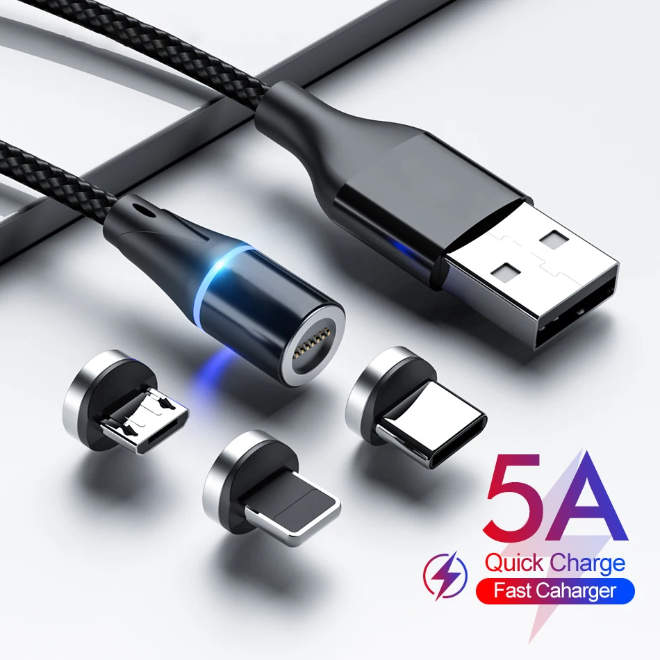 

5A Magnetic Cable Super Fast Charging Data Cable For Huawei P30 P20 P10 Mate 20Pro Charger Magnet Type-C USB Android Phone Cable