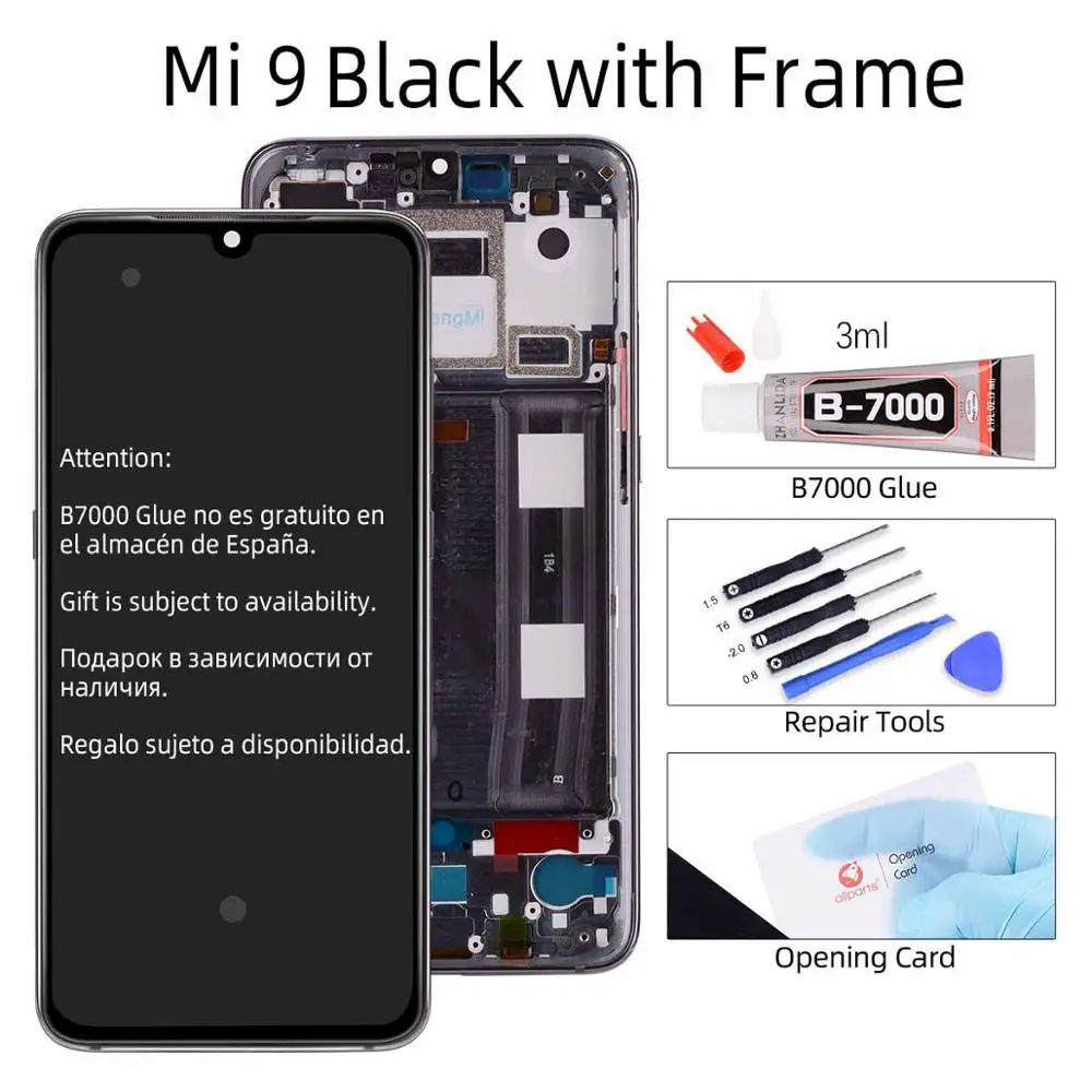 6,39 ''AMOLED ЖК-дисплей для Xiaomi Mi 9 дисплей сенсорный экран с рамкой для Xiaomi Mi 9 SE ЖК-дисплей Замена экрана - Цвет: Mi 9 Black Frame