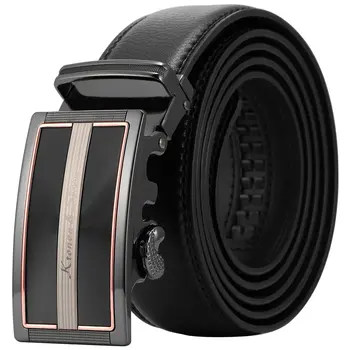 

Brand New High Quality Black Luxury Steel Auto Buckle Designer Belt Cardboard Box Package Genuine Leather Men Male Belts / KB103