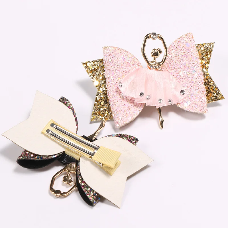 Balletrina Baby Hair Clip Bow Cartoon Shiny Glitter Baby Hair Pin Rhinestoe Girls Sequin Bow Baby Hair Clips Accessories Elegant