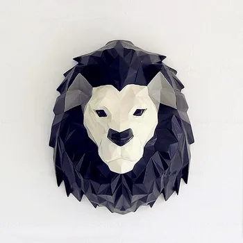 

GEOMETRIC ASPECT LION HEAD STATUE SIMULATION ANIMAL RESIN CRAFTWORK SOLID WALL HANGING LIVING ROOM DECORATION GIFT L2809