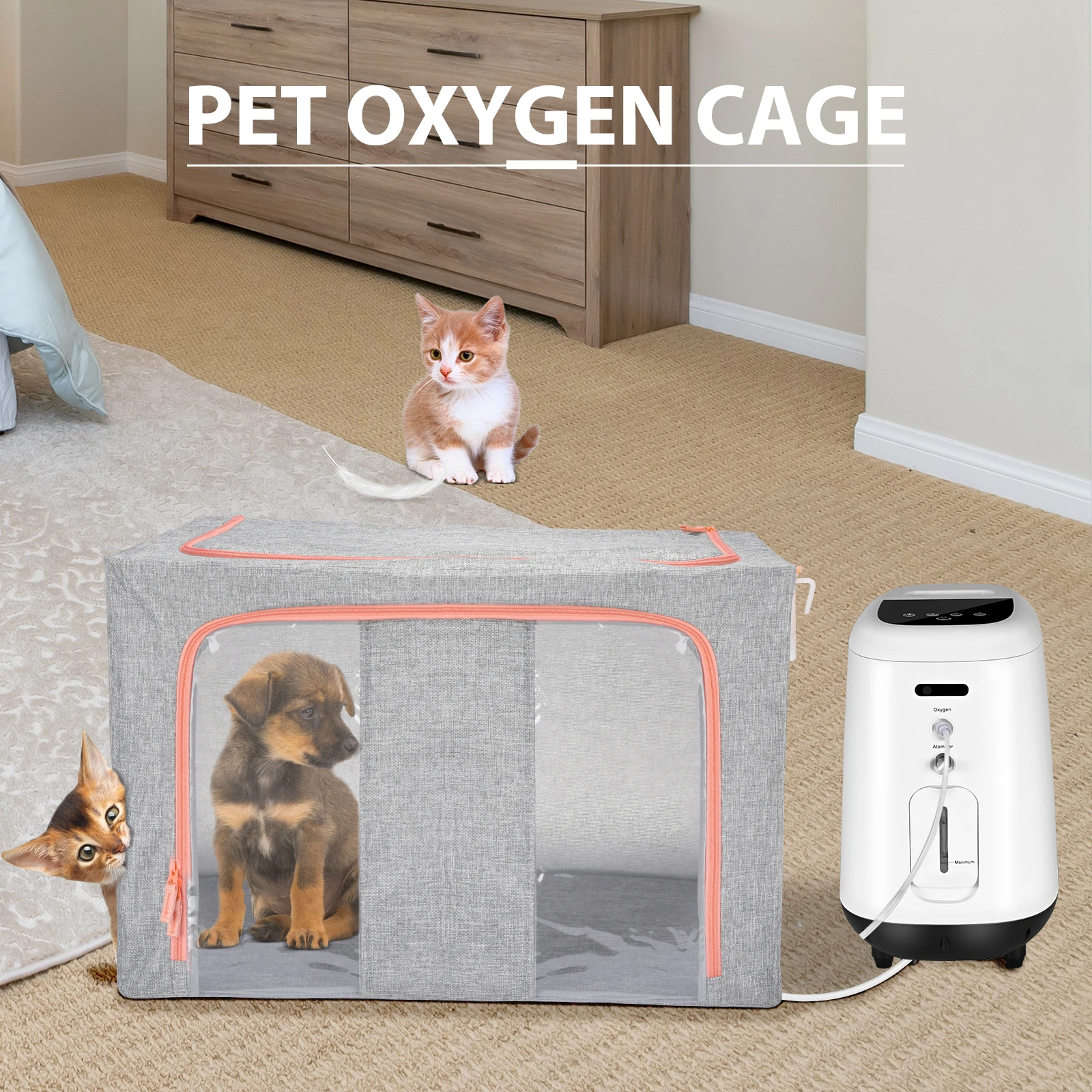 Dog Nebulization Usable Oxygen Dome Cat Inhaler Animal Icu Chamber Flax