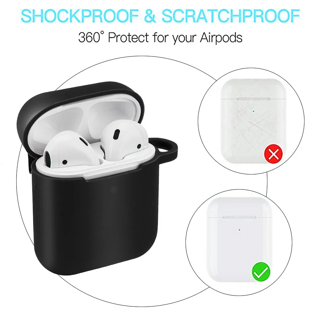 VOBERRY, портативный аксессуар для гарнитуры, набор для Airpods 2& 1, чехол для зарядки, силиконовый защитный чехол и брелок с помпоном, ремешок 829#2